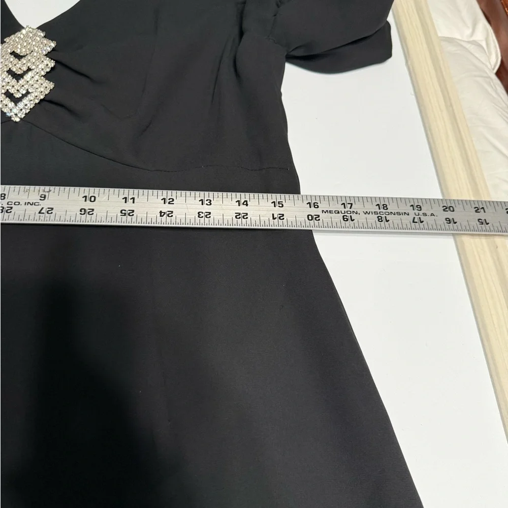 Vtg Miss Elliette Black Dress Rhinestone Embellished LBD Old Money Glam Size 10 - Picture 12 of 15